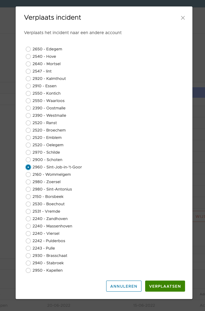 Melding verplaatsen naar een ander account