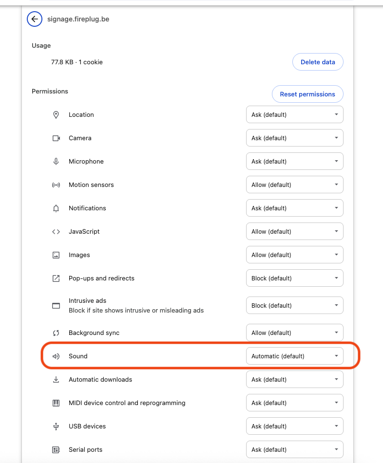 Browser page settings